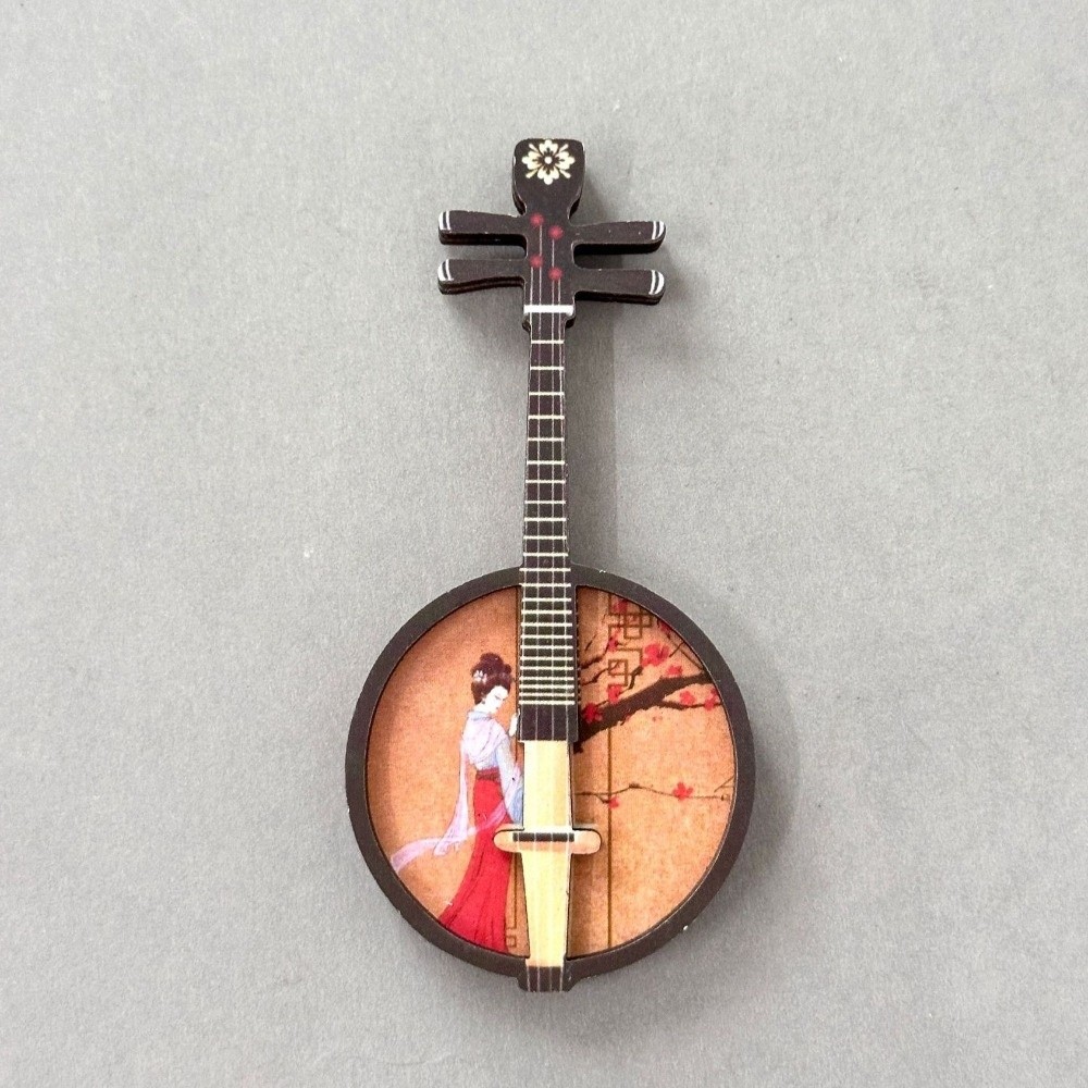 Musical Instrument Ancient - 4個セット 中国風楽器冷蔵庫マグネット 木製古代楽器ミニチュア クラシック楽器モデル