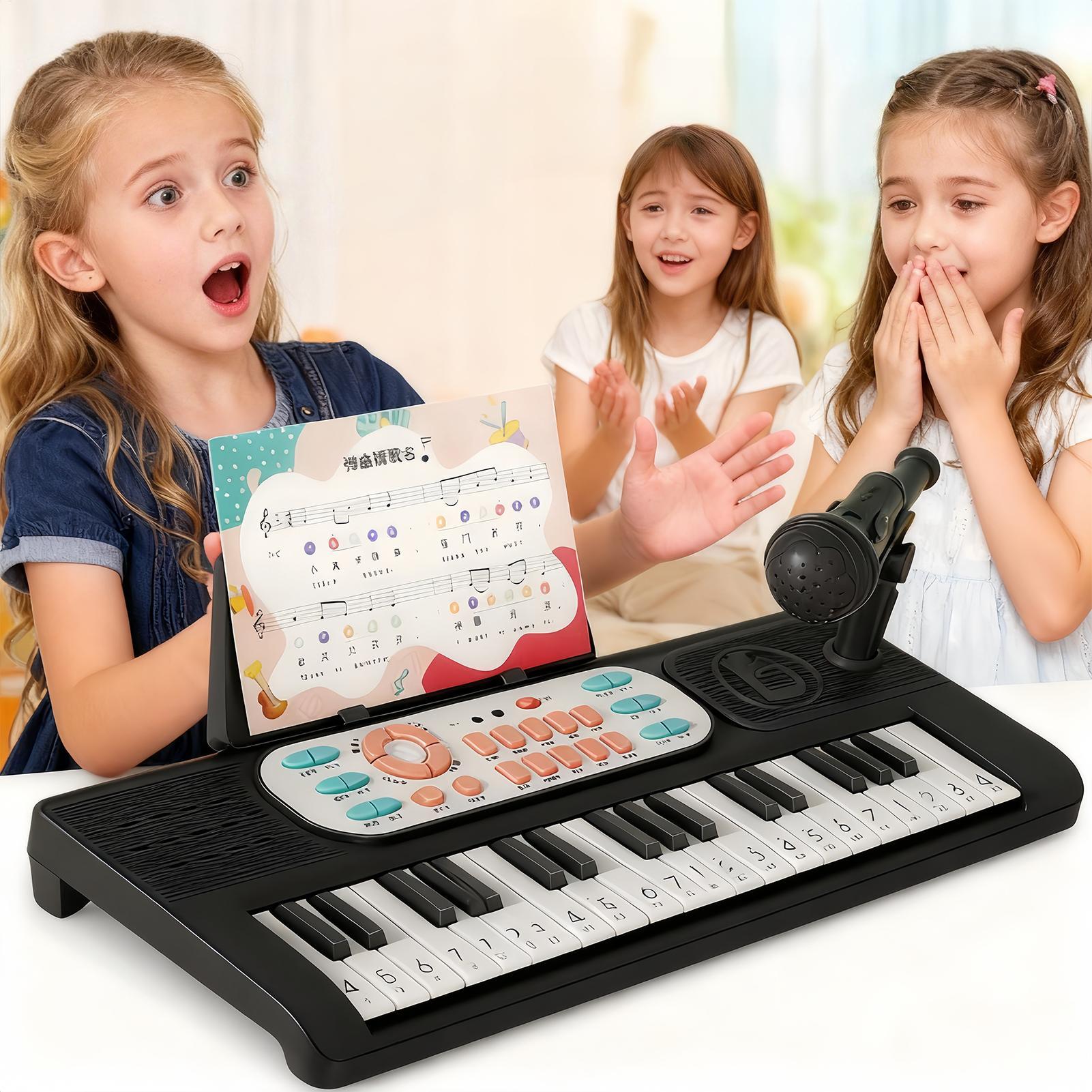 Song With Musical Instrument - 子供用電子ピアノ 37 ベビーキーボード マイク付き 歌を歌う歌を歌う開発教育玩具楽器ゲーム