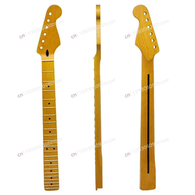 Musical Instrument With Strings - エレキギター 6 弦 22 フレット小さなヘッドイエロープラスメイプルマットネックエレキギターハンドル DIY