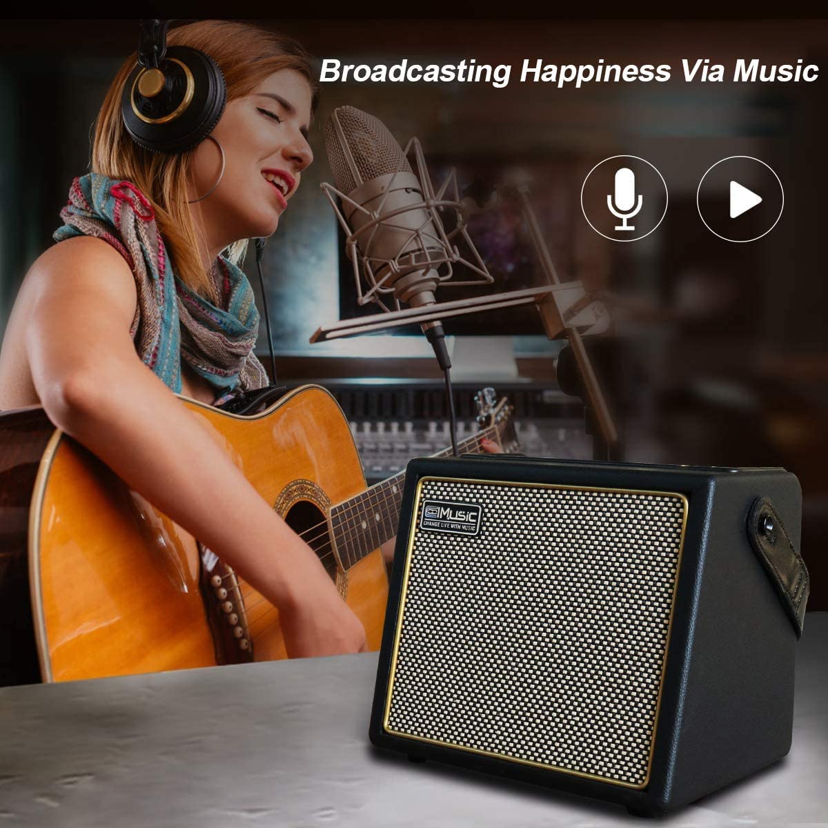Musical Instrument Amplifier - CoolMusic bpミニアコースティックエレクトリックギターアンプスピーカーポータブルコンパクトコンボ充電式ベースアンプトレブルリバーブ