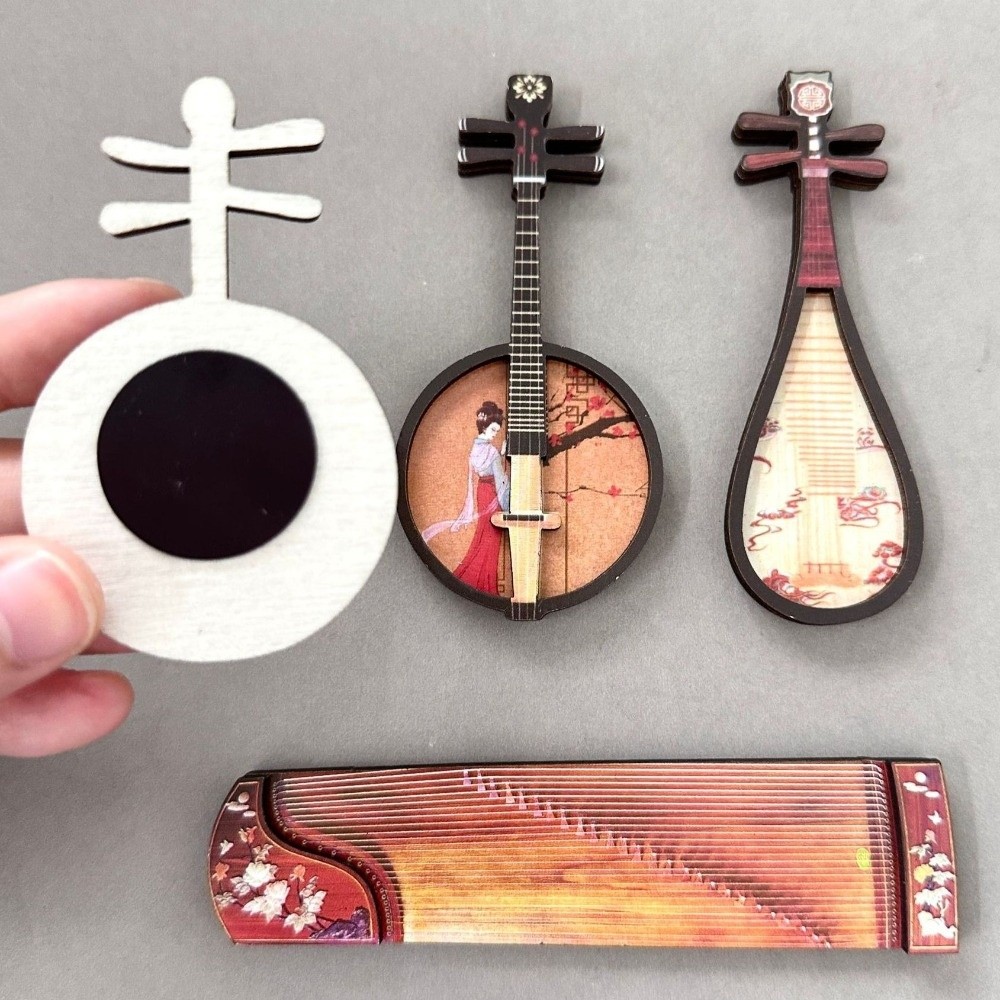 4個セット 中国風楽器冷蔵庫マグネット 木製古代楽器ミニチュ - Musical Instrument Ancient のレビューと価格