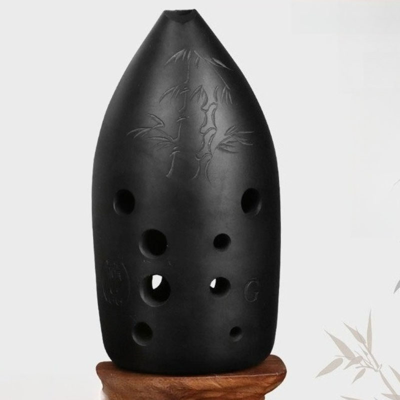 プロの陶芸家による黒色の10穴陶器オカリナ、中国古代の手作り - Musical Instrument Ancient のレビューと価格