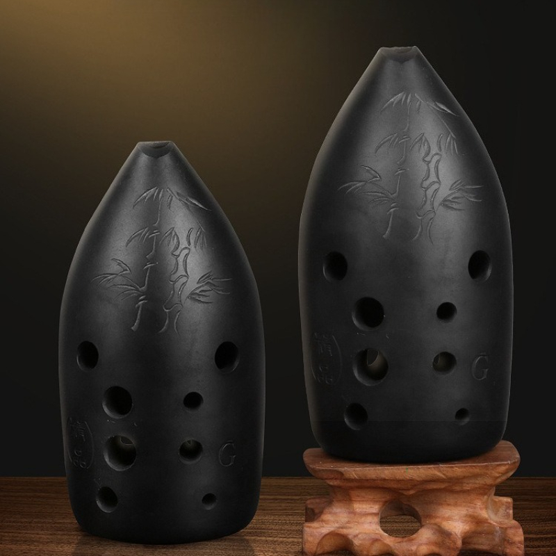 プロの陶芸家による黒色の10穴陶器オカリナ、中国古代の手作り - Musical Instrument Ancient のレビューと価格