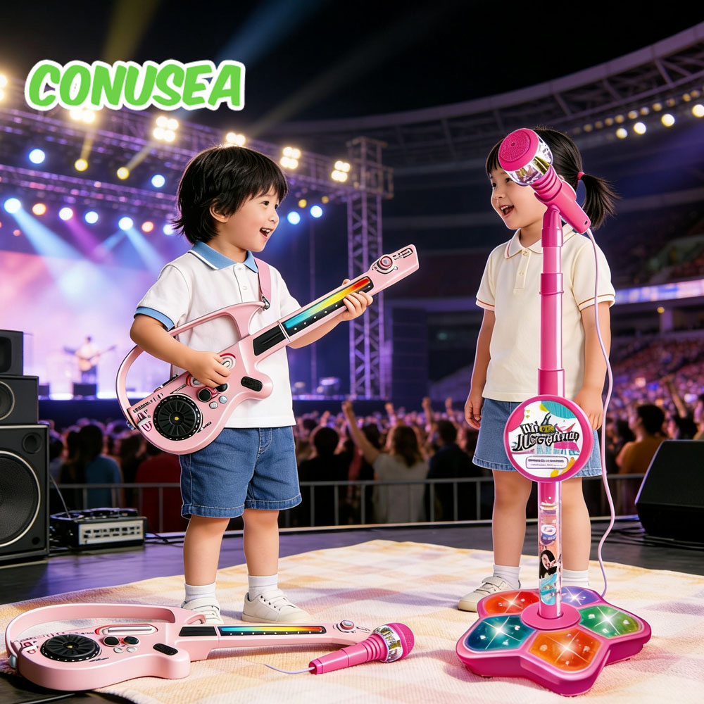 子供用マイクおもちゃ スタンド付き エレキギター カラオケ  - Song With Musical Instrument のレビューと価格
