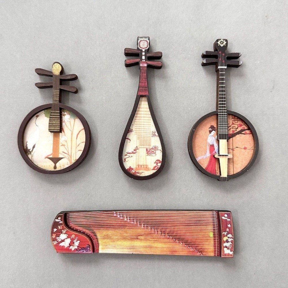 4個セット 中国風楽器冷蔵庫マグネット 古代木製冷蔵庫マグネ - Musical Instrument Ancient のレビューと価格